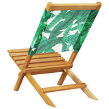 Folding Garden Chairs 4 pcs Green Fabric and Solid Wood