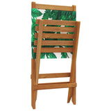 Folding Garden Chairs 4 pcs Green Fabric and Solid Wood