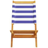 Folding Garden Chairs 4 pcs Blue and White Fabric and Solid Wood