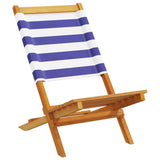 Folding Garden Chairs 6 pcs Blue and White Fabric and Solid Wood