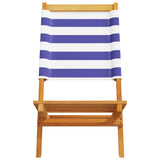 Folding Garden Chairs 6 pcs Blue and White Fabric and Solid Wood