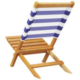 Folding Garden Chairs 6 pcs Blue and White Fabric and Solid Wood