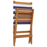 Folding Garden Chairs 6 pcs Blue and White Fabric and Solid Wood