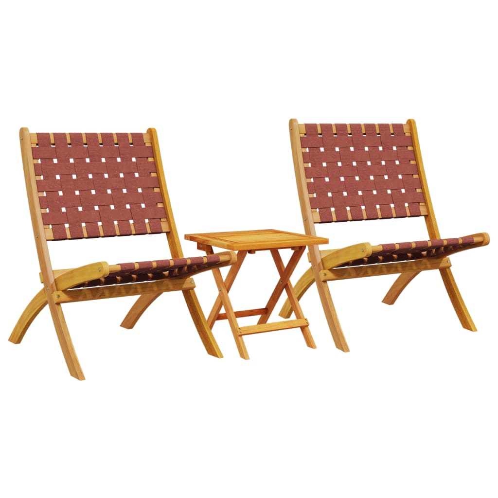 Folding Garden Chairs 2 pcs with Table Red Solid Wood