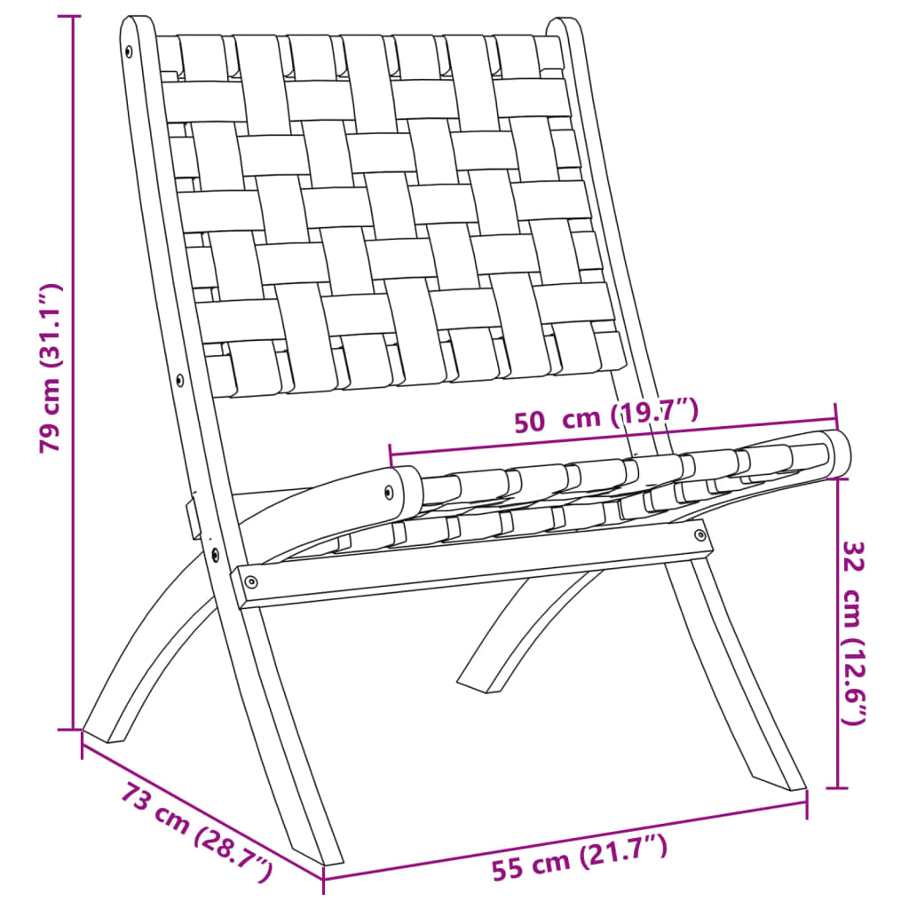 vidaXL Folding Garden Chairs 2 pcs with Table Red Solid Wood