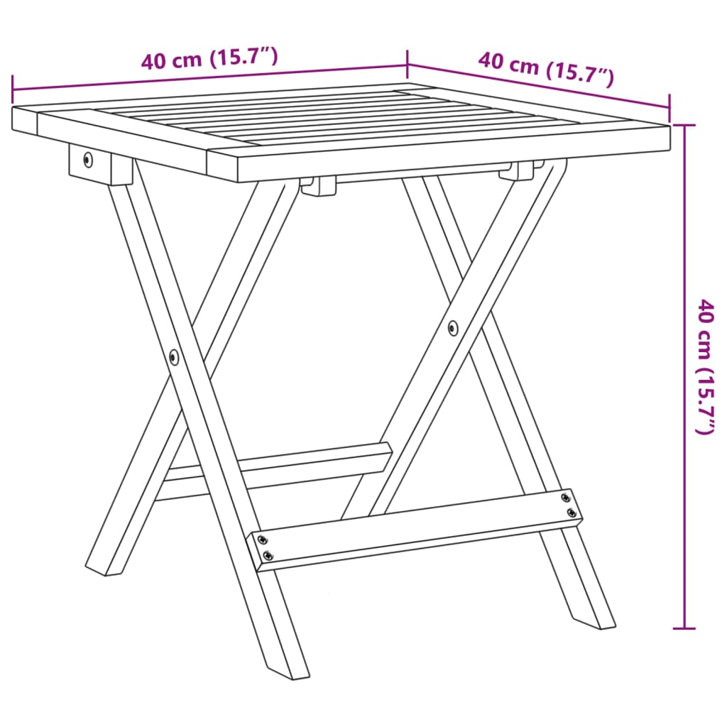 vidaXL Folding Garden Chairs 2 pcs with Table Red Solid Wood