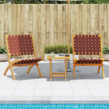 vidaXL Folding Garden Chairs 2 pcs with Table Red Solid Wood