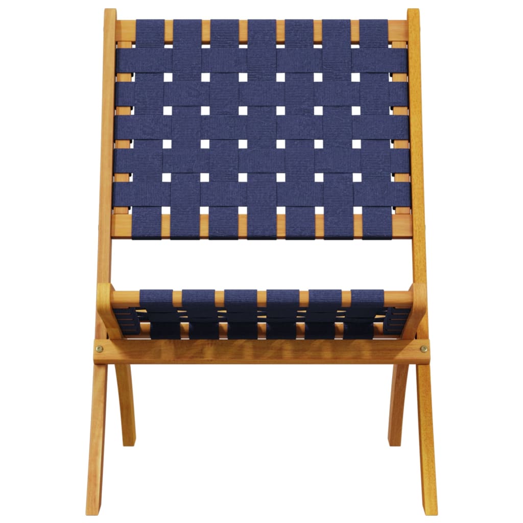 Folding Garden Chairs 2 pcs with Table Dark Blue Solid Wood