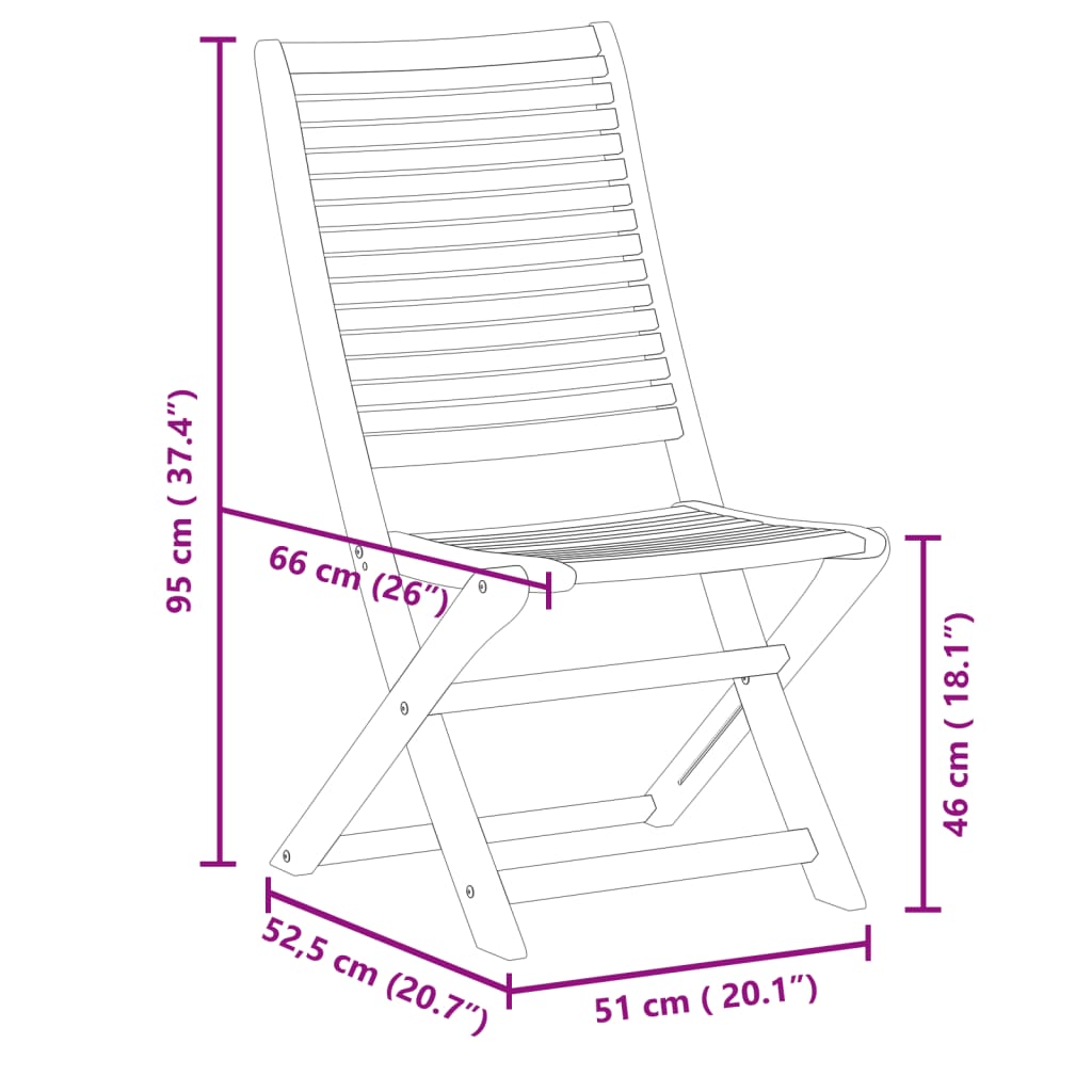 Folding Garden Chairs 8 pcs 51x66x95 cm Solid Wood Acacia