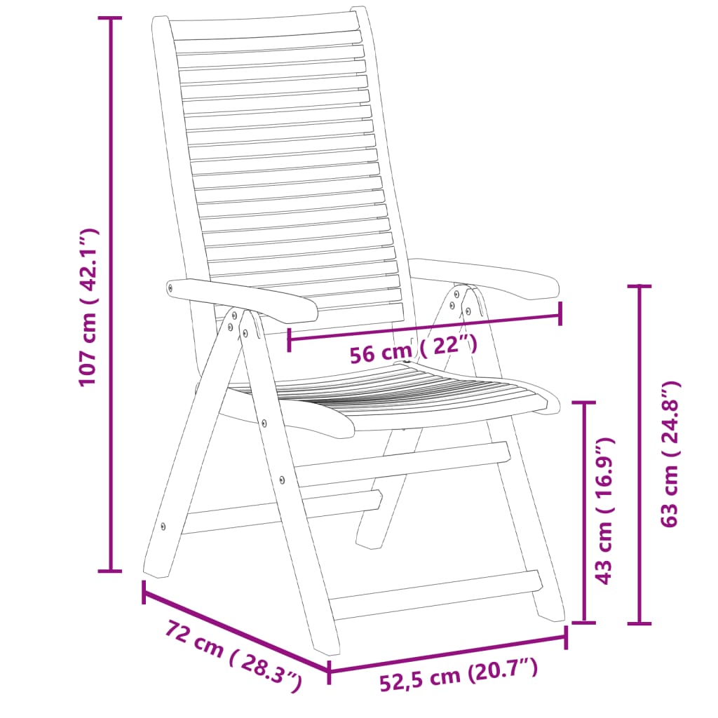 vidaXL Reclining Garden Chairs 4 pcs 56x72x107 cm Solid Wood Acacia