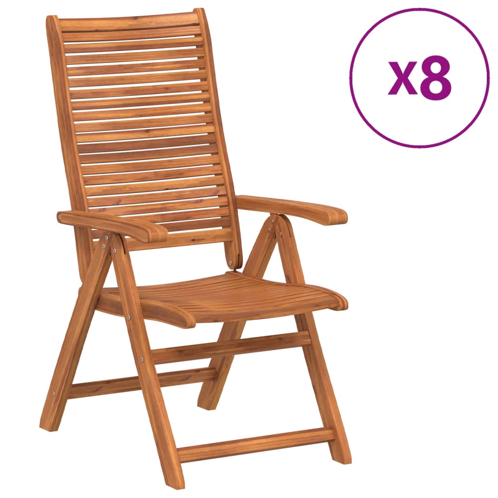 vidaXL Reclining Garden Chairs 8 pcs 56x72x107 cm Solid Wood Acacia