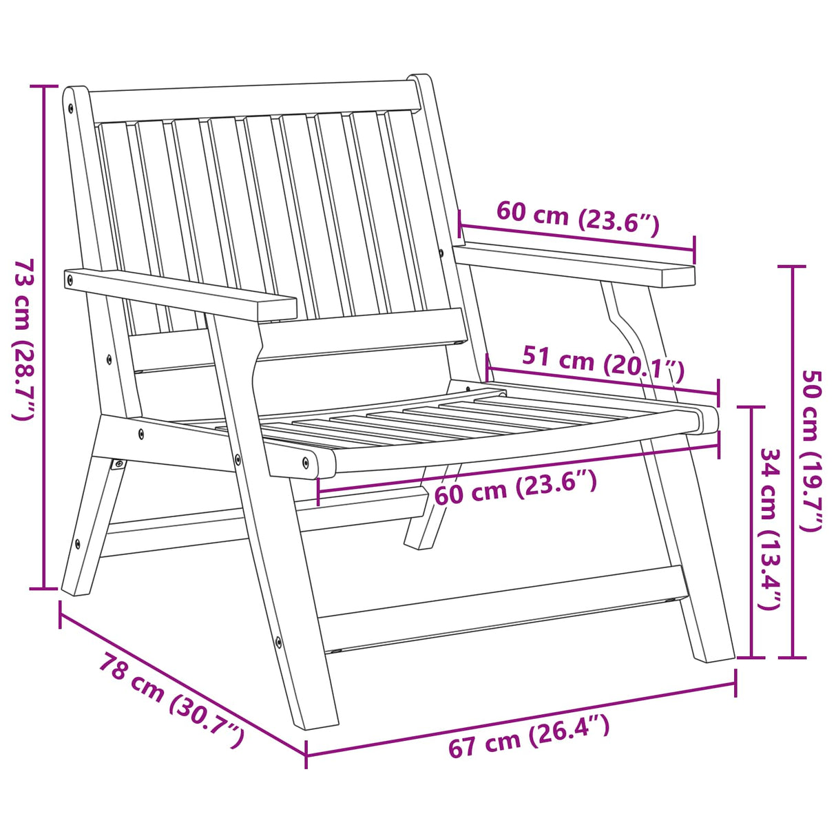 Garden Chair 3 pcs Brown Solid Acacia Wood