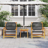 Garden Chairs with Table 3 pcs Black Solid Acacia Wood