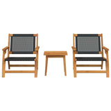 Garden Chairs with Table 3 pcs Black Solid Acacia Wood