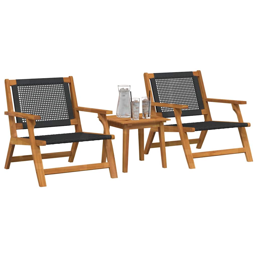 Garden Chairs with Table 3 pcs Black Solid Acacia Wood