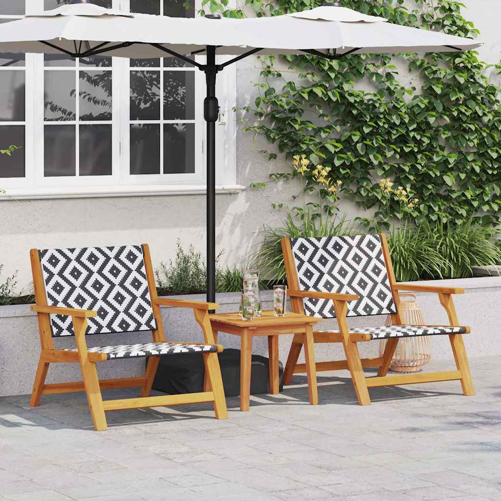 Garden Chairs with Table 3 pcs Black and White