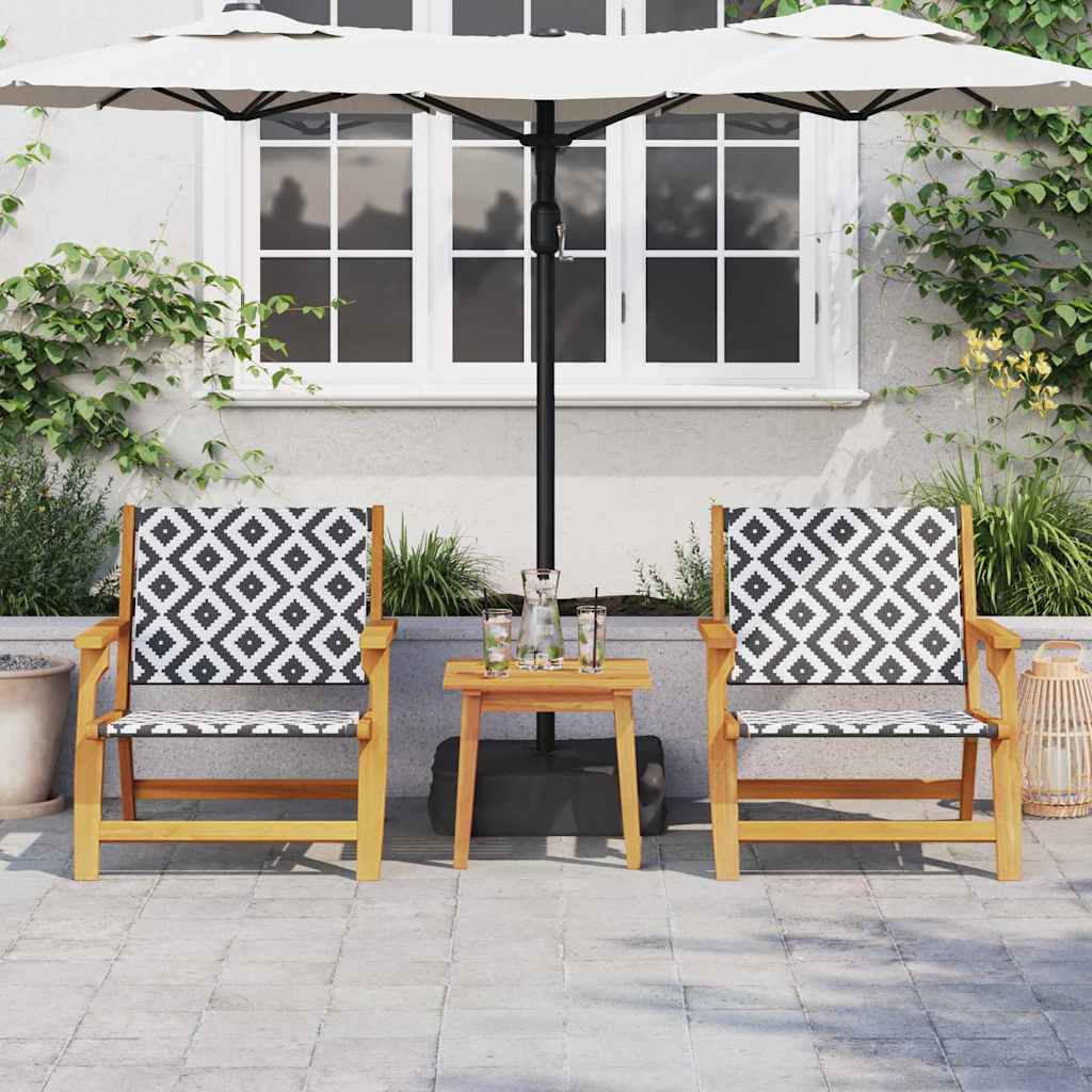 Garden Chairs with Table 3 pcs Black and White