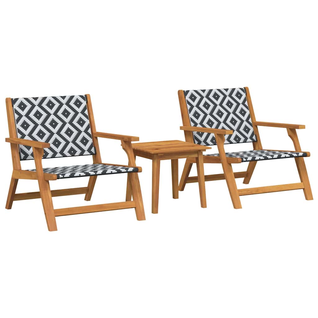 Garden Chairs with Table 3 pcs Black and White