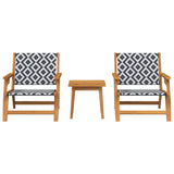 Garden Chairs with Table 3 pcs Black and White