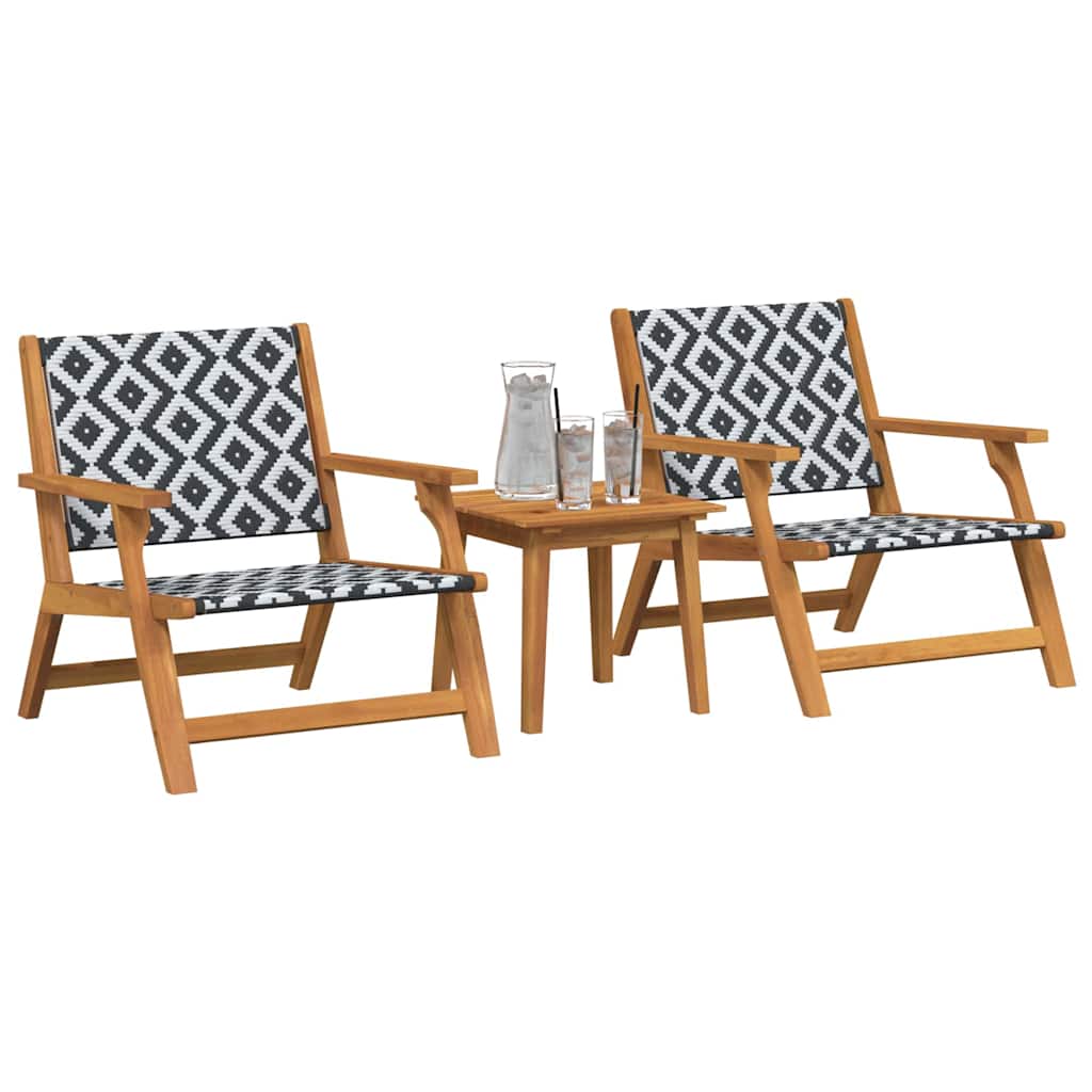 Garden Chairs with Table 3 pcs Black and White