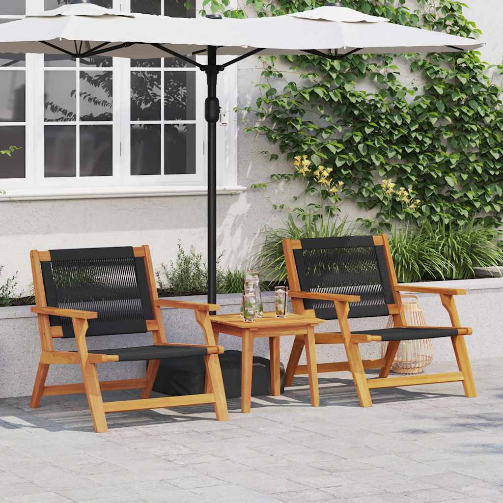 Garden Chairs with Table 3 pcs Black Solid Acacia Wood