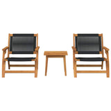 Garden Chairs with Table 3 pcs Black 45 x 45 x 40 cm