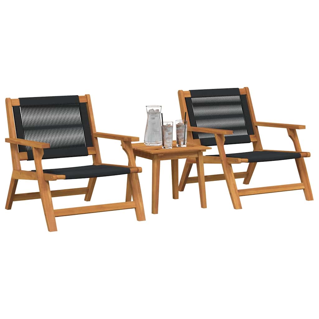 Garden Chairs with Table 3 pcs Black Solid Acacia Wood