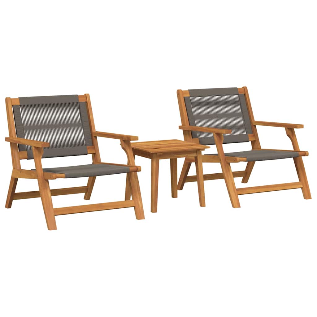 Garden Chairs with Table 3 pcs Grey Solid Acacia Wood
