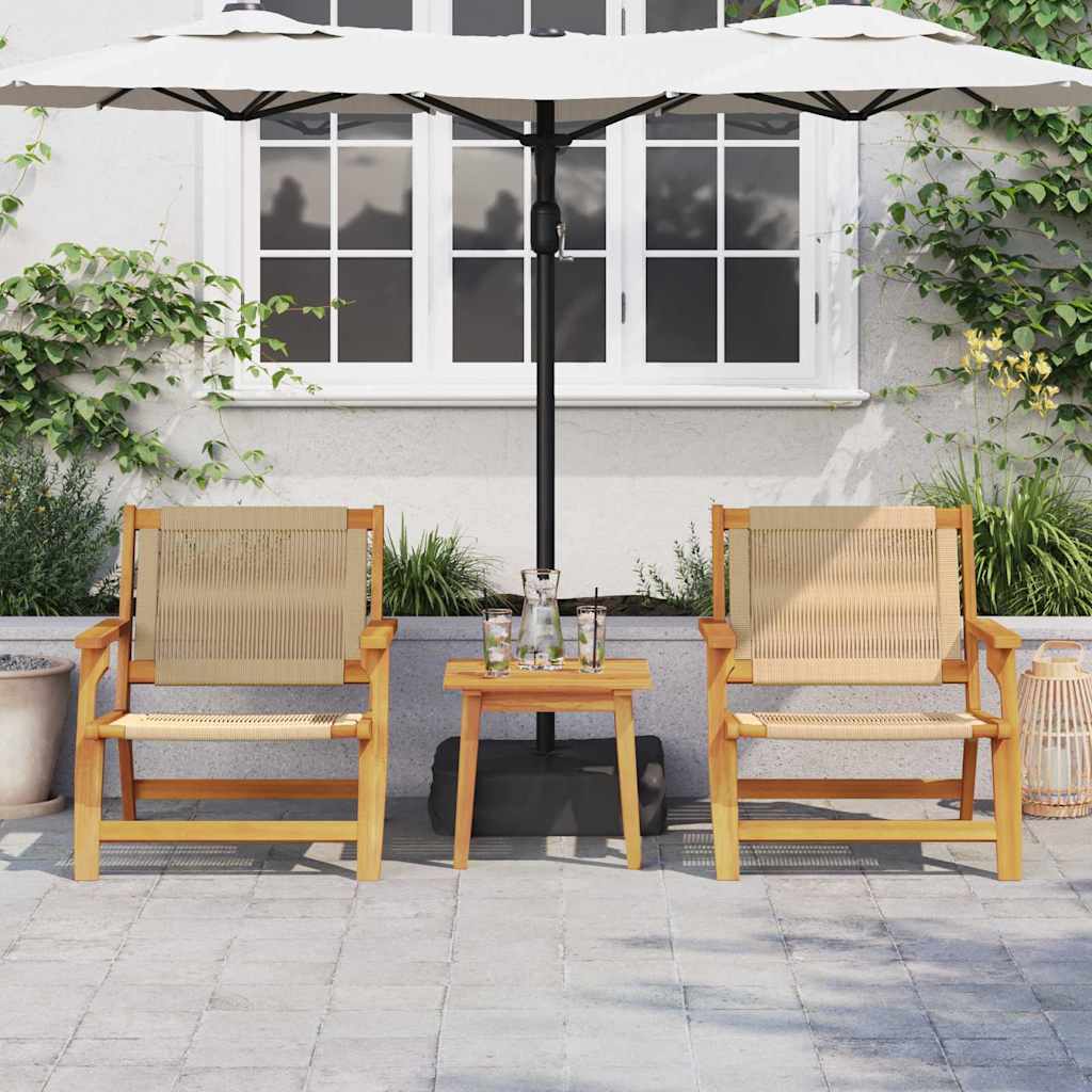 Garden Chairs with Table 3 pcs Beige 45 x 45 x 40 cm