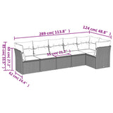 6 Piece Garden Sofa Set with Cushions Grey Poly Rattan