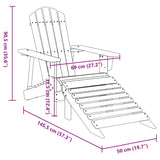 Adirondack Chair with Ottoman Natural Wood Solid Wood Fir