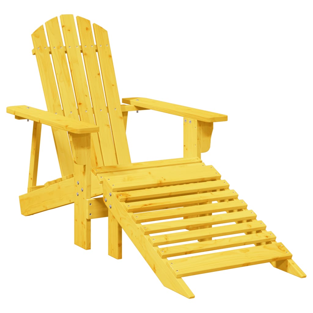 Adirondack Chair with Ottoman Yellow Solid Wood Fir