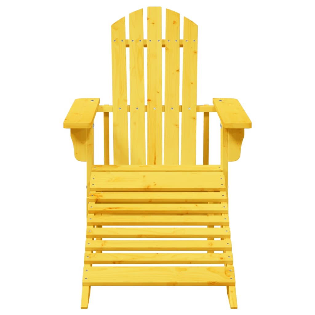 Adirondack Chair with Ottoman Yellow Solid Wood Fir