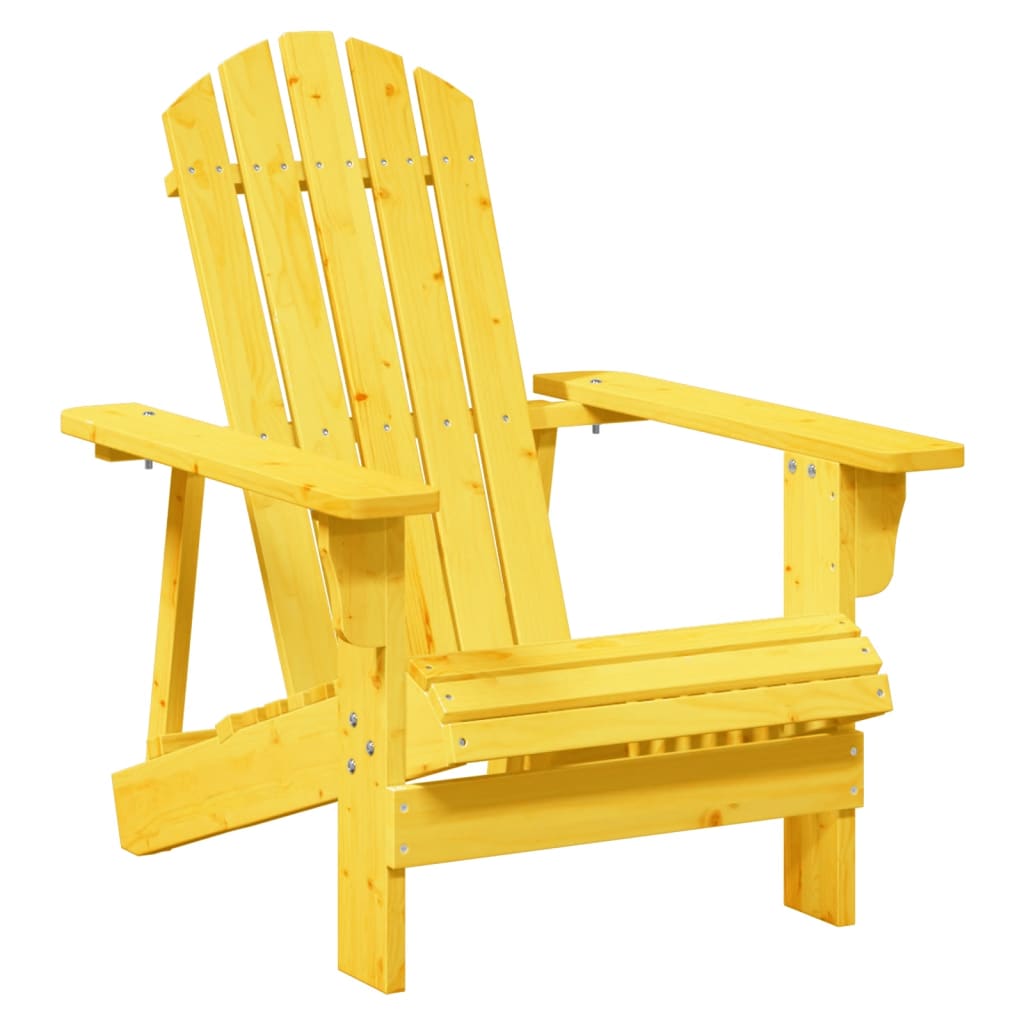 Adirondack Chair with Ottoman Yellow Solid Wood Fir