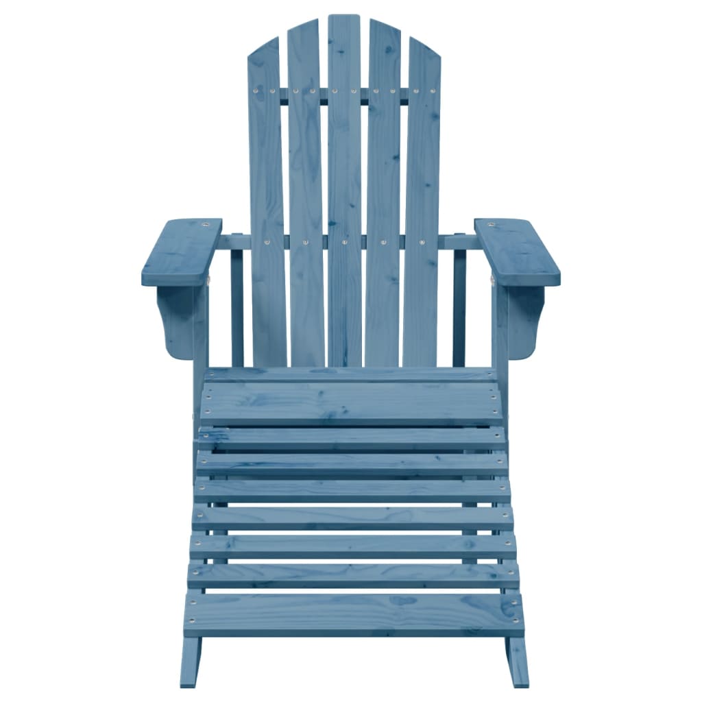 Adirondack Chair with Ottoman Blue Solid Wood Fir