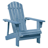 Adirondack Chair with Ottoman Blue Solid Wood Fir