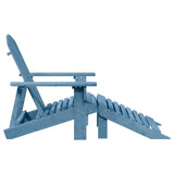 Adirondack Chair with Ottoman Blue Solid Wood Fir