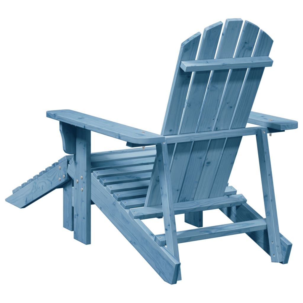 Adirondack Chair with Ottoman Blue Solid Wood Fir