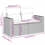 11 Piece Garden Sofa Set with Cushions Grey Poly Rattan