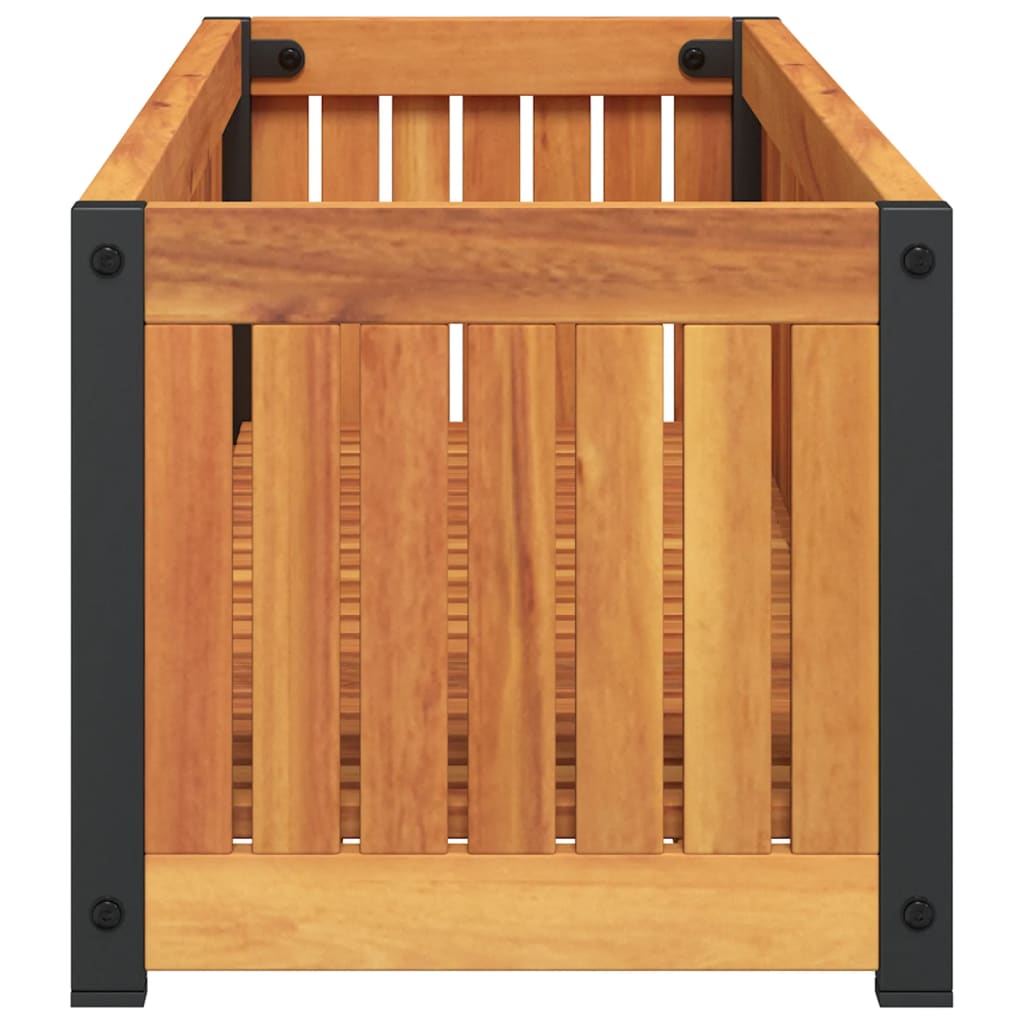 Garden Planter 110x30x27.5 cm Solid Wood Acacia and Steel