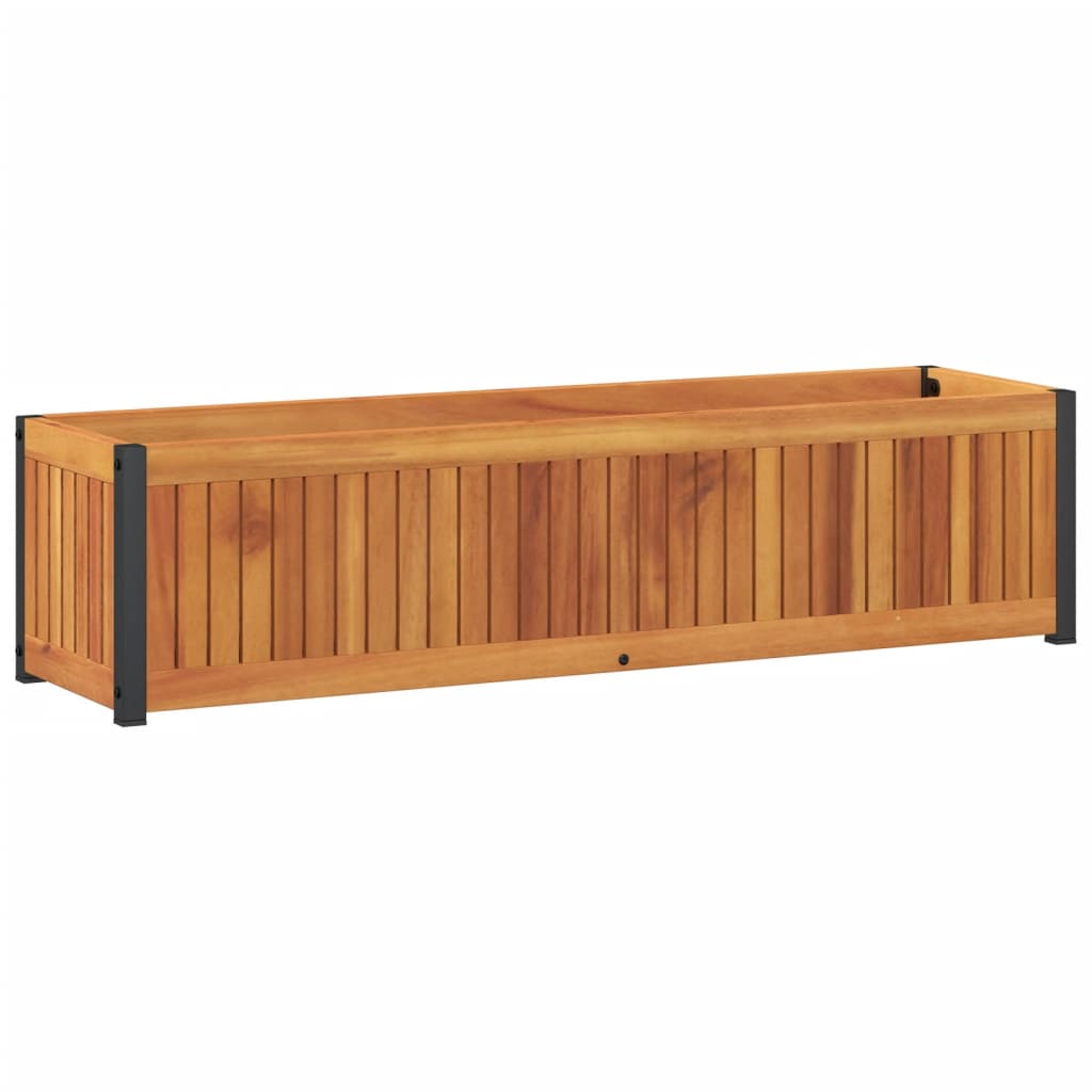 Garden Planter 110x30x27.5 cm Solid Wood Acacia and Steel