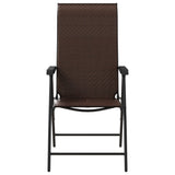 Folding Garden Chairs 4 pcs Brown Poly Rattan