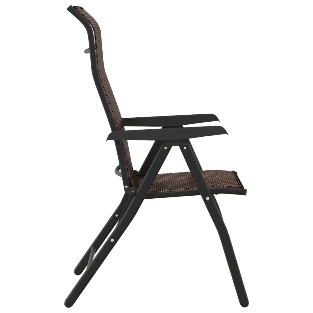 Folding Garden Chairs 4 pcs Brown Poly Rattan