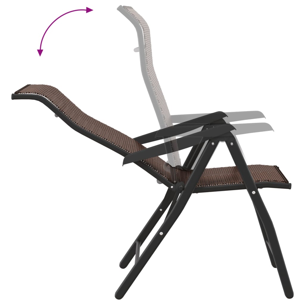 Folding Garden Chairs 4 pcs Brown Poly Rattan