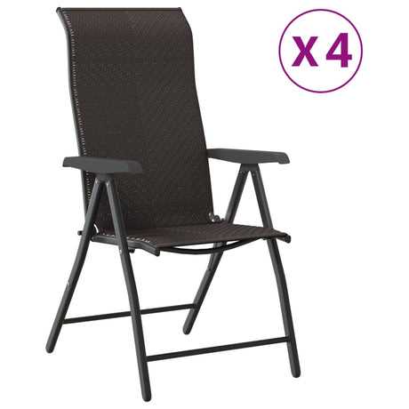 Folding Garden Chairs 4 pcs Black Coffee Poly Rattan