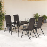 Folding Garden Chairs 4 pcs Black Coffee Poly Rattan