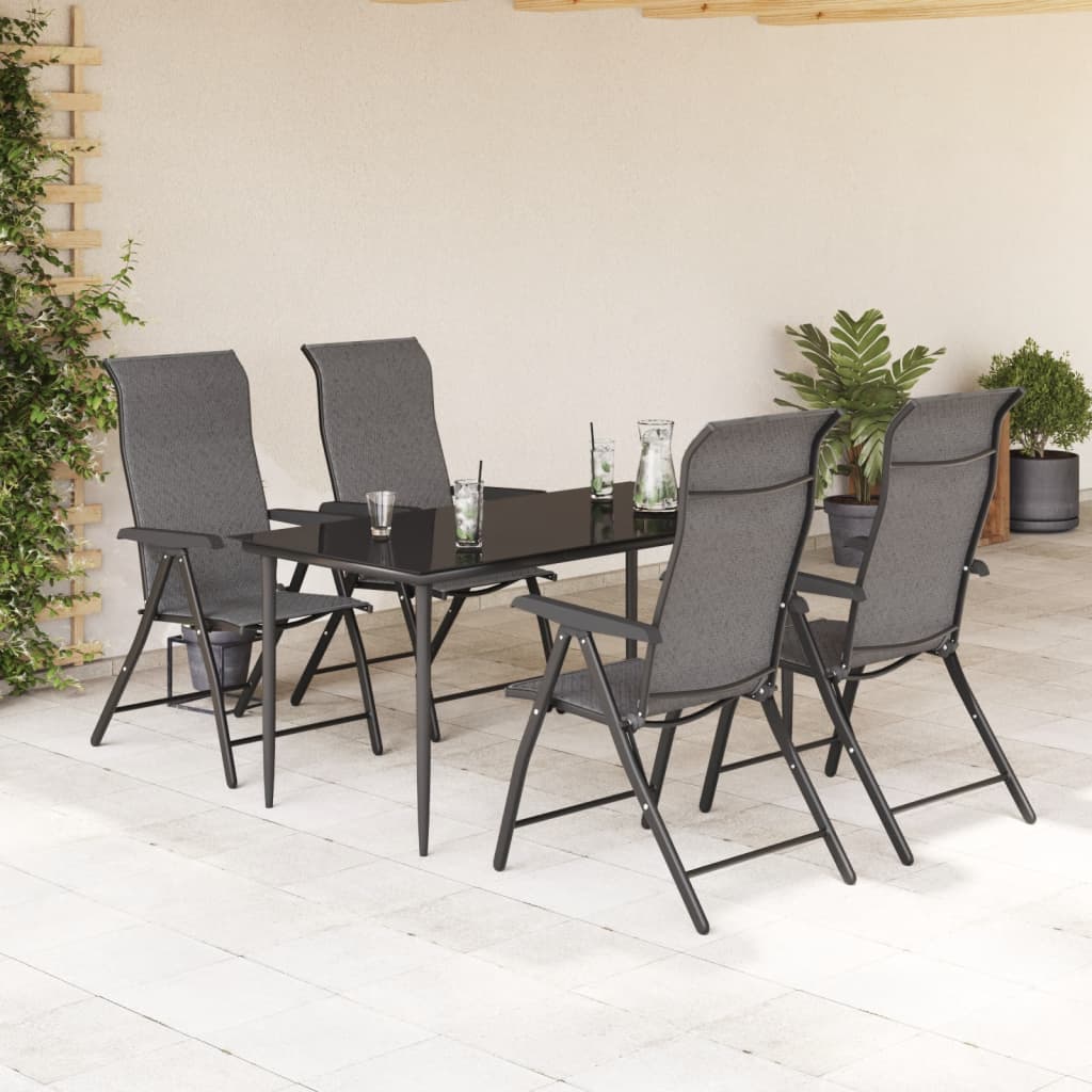 Folding Garden Chairs 4 pcs Grey Poly Rattan