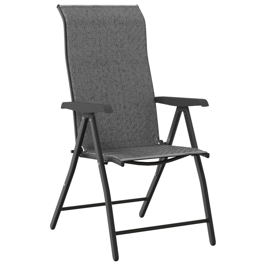 Folding Garden Chairs 4 pcs Grey Poly Rattan