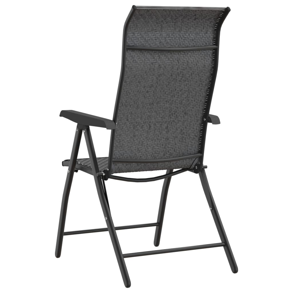 Folding Garden Chairs 4 pcs Grey Poly Rattan