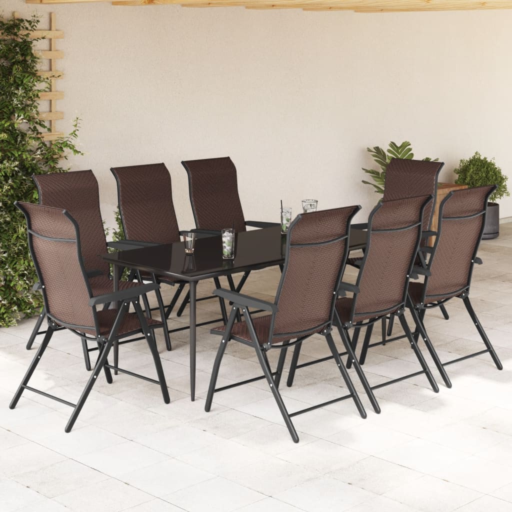 Folding Garden Chairs 8 pcs Brown Poly Rattan